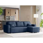 Tmavě modrá rohová pohovka SMART COSARO, oboustranná + 2 polštářky ZDARMA