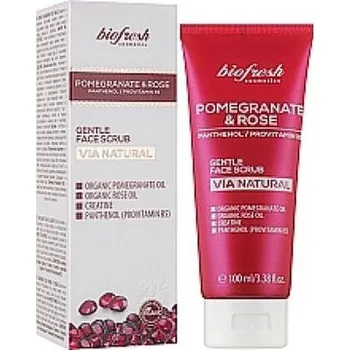 Pleťový peeling Jemný pleťový scrub s panthenolem a B5 Pomegranate & Rose 100ml