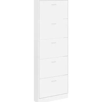 Botník Botník s 5 přihrádkami, dřevěný materiál, bílá, 59x17x169 cm