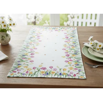 ubrus Vzorovaný ubrus - běhoun na stůl SPRING TULIPS 50x100 cm Mybesthome