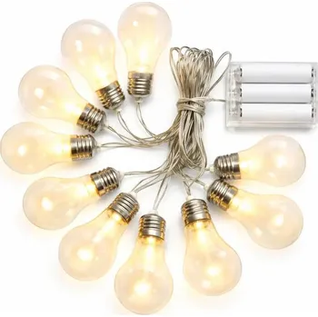 LED páska DECOLED LED párty světla na baterie 5 m, 10 teple bílých diod, průhledné baňky, transparentní, 3× AA, IP20 interiér