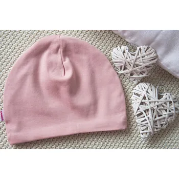 Kojenecká čepice AMÁLKA Dvojitá elastická čepička, pudrově růžová Velikost: 56-62