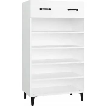 Botník s policemi a zásuvkou, bílá, 60x35x105 cm