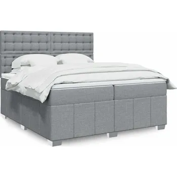 Postel vidaXL Box spring postel s matrací 200x200 cm textil [3294095] Barva: světle šedá