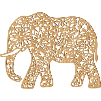 Party dekorace Dřevěná dekorace na zeď - postava slona, DUB Barva: černá, velikost: 15 cm