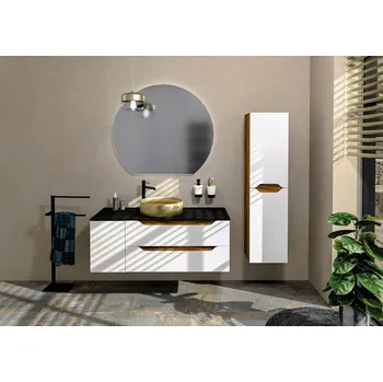 Koupelnový nábytek Sapho Koupelnový set WAVE 30+90, levá, bílá/dub collingwood