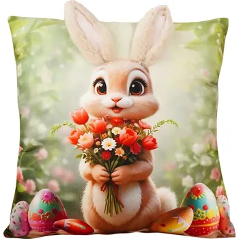 Polštář Velikonoční polštář 3D HAPPY BUNNY II. 40x40 cm Mybesthome Varianta: Povlak na polštář s výplní, 40x40 cm 3D aplikace