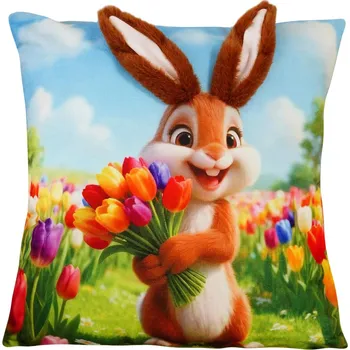 Polštář Velikonoční polštář 3D HAPPY BUNNY IV. 40x40 cm Mybesthome Varianta: Povlak na polštář, 40x40 cm 3D aplikace
