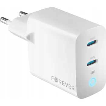 Forever síťová nabíječka GaN PD QC TC-06-65CC 2x USB-C 65W bílá