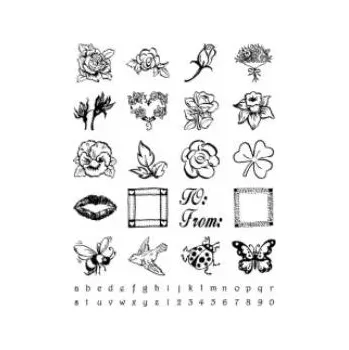 Dětské razítko Gelová razítka - Kytky + mini abeceda s čísly