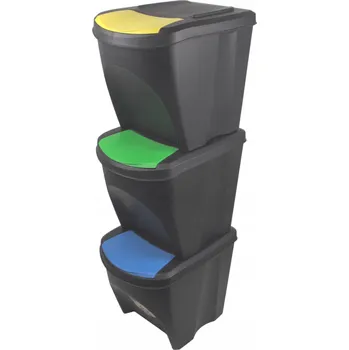 Odpadkový koš KOŠ NA TŘÍDĚNÍ ODPADU SADA 3x25 L ČERNÝ