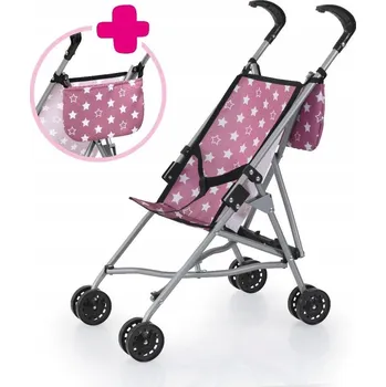 Kočárek pro panenku KOČÁREK PRO PANENKY S TAŠKOU VE STARORŮŽOVÉ BARVĚ