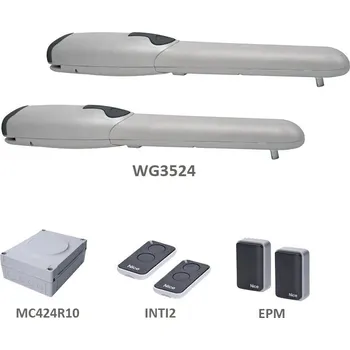 Pohon brány WINGOKit 3524-Z sada pohonů Nice, křídlo do 3,5 m - WINGO KIT sestava s pohony křídlové brány do 7 m průjezdu obsahuje 24V pohony WG3524, elektroniku s vestavěným přijímačem, vysílač, fotobuňky