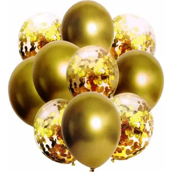Balónek Sada balónků Go-Party BC-693 zlaté s konfetami 10 kusů