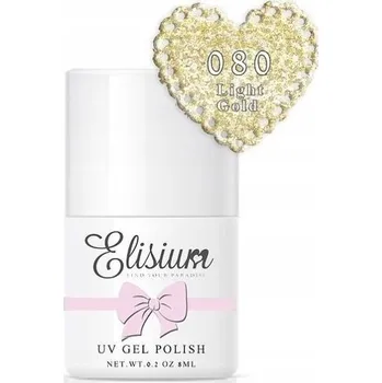 Lak na nehty Hybridní lak barevný lak Elisium 080 Light Gold 8 ml