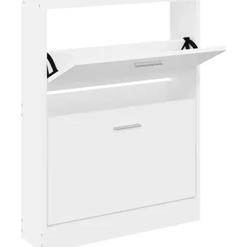 Botník se 2 výklopnými zásuvkami, bílá, 59x17x81 cm