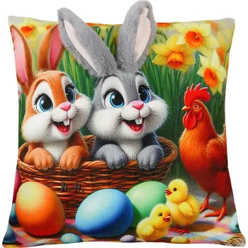 Polštář Velikonoční polštář 3D HAPPY BUNNY III. 40x40 cm Mybesthome Varianta: Povlak na polštář, 40x40 cm 3D aplikace
