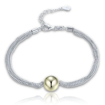 Náramek Moonlit Náramek tři řetízky s kuličkou dvoubarevný pozlacený