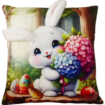 Polštář Velikonoční polštář 3D HAPPY BUNNY I. 40x40 cm Mybesthome Varianta: Povlak na polštář, 40x40 cm 3D aplikace