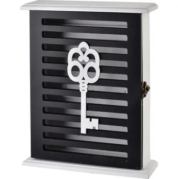 Skříňka na klíč Dřevěná skříňka na klíče STACY Grid 19,5x6x28 cm černá