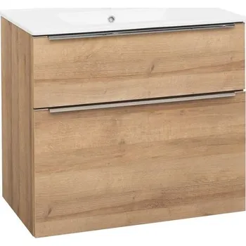 Umyvadlo EBS Nevio Skříňka a keramické umyvadlo Slim 81 cm, dub Riviera