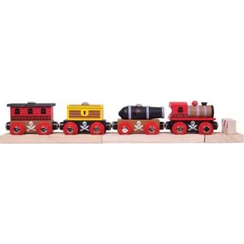 Vláček a vláčkodráha Bigjigs Rail Pirátský vlak + 3 koleje