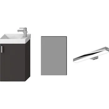 Koupelnový nábytek Jika Petit skříňka s umývátkem 40 x 23 cm a zrcadlem 60 x 40 cm a osvětlením, šedá