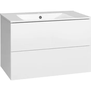 Umyvadlo EBS KUBA Skříňka + keramické umyvadlo Slim, 81 cm, bílá lesklá
