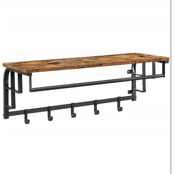 Věšák Nástěnná police s 5 odnímatelnými háčky