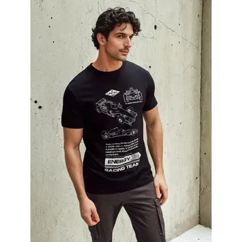 Pánské tričko Sinsay - Bavlněné tričko s krátkým rukávem - černá - 255HL-99X - 255HL-99X-L