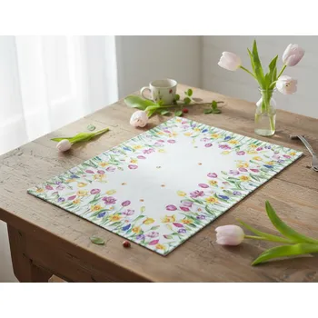 ubrus Dekorační ozdobný ubrousek SPRING TULIPS 32x45 cm Mybesthome