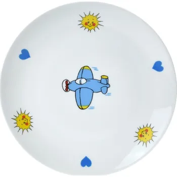 Talíř Dekorace porcelánu Atelier Pešatová Talíř mělký dětský 21 cm letadlo