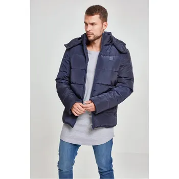 Modrá pánská zimní prošívaná bunda Urban Classics Hooded Puffer 5XL