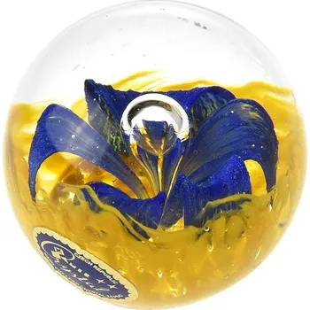 Poštovní schránka Novoborské sklo Bohemia Těžítko 7cm modrá květinka