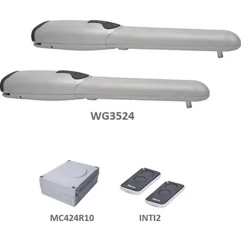 Pohon brány WINGOKit 3524 sada pohonů Nice, křídlo do 3,5 m - sestava s pohony křídlové brány do průjezdu 7 m - 2 x pohon 24V Wingo WG3524, elektronika s vestavěným přijímačem, vysílač 2 ks