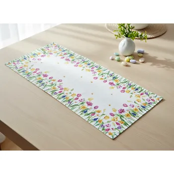 ubrus Vzorovaný ubrus - běhoun na stůl SPRING TULIPS 40x85 cm Mybesthome