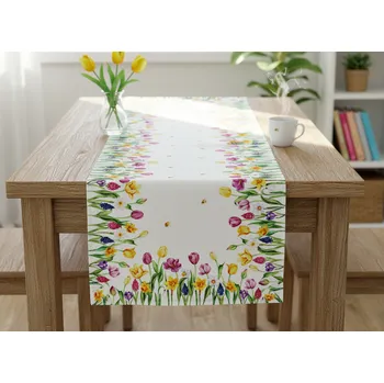ubrus Vzorovaný ubrus - běhoun na stůl SPRING TULIPS 40x140 cm Mybesthome