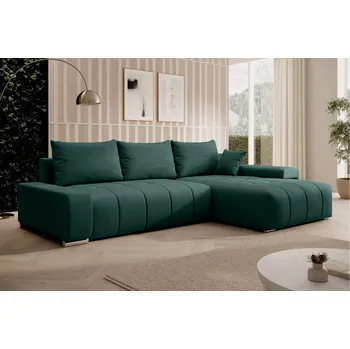 Sedací souprava Rozkládací rohová sedačka VELURO 259x180 zelená