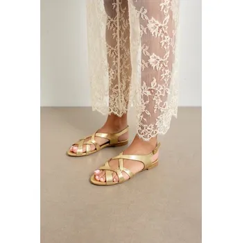 Dámské tenisky Obuv Angulus 5870-101 zlatá pásková sandálka Velikost obuvi: 38