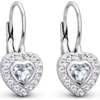 Náušnice Akvamarin-klenoty Dětské stříbrné náušnice Srdíčka Baki Ag 925 rhodiované Jemné dětské náušnice se zirkony a bezpečnou klapkou