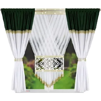 Závěs Fliying Komplet Dezzi zelená/bílá 310 x 160 cm