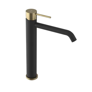 Vodovodní baterie Sapho ULTRAMIX stojánková umyvadlová baterie vysoká, prodloužená hubice, černá mat/zlato mat