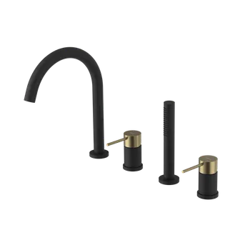 Vodovodní baterie Sapho ULTRAMIX čtyřprvková baterie na okraj vany, černá mat/zlato mat