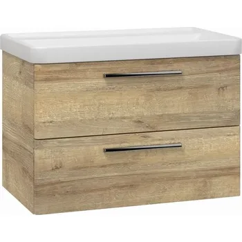 Koupelnový nábytek EBS Urban Skříňka s umyvadlem 81cm, dub Riviera/madlo chrom