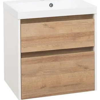 Koupelnový nábytek EBS Duomo Skříňka a umyvadlo 61 cm, bílá lesklá/dub Riviera