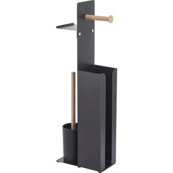 Spirella Stojan na toaletní papír YONI, se štětkou, zásobníkem a držákem na telefon, černý