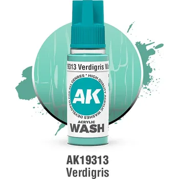 Modelářská barva AK Interactive Acrylic Wash Verdigris 18 ml