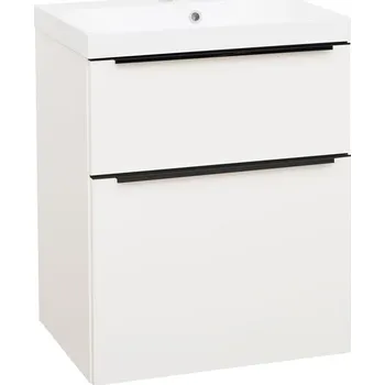 Koupelnový nábytek EBS Nevio B Skříňka s černým úchytem + umyvadlo 61 cm, bílá lesklá