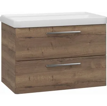 Koupelnový nábytek EBS Urban Skříňka s umyvadlem 81cm, dub Halifax/madlo nerez