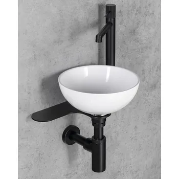 Umyvadlo Sapho TETRIS umývátko s konzolí pro stojánkovou baterii vpravo, černá mat